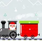 Τρενάκι με Άγιο Βασίλη σε χειμωνιάτικο τοπίο με φόντο βουνά