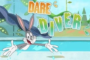 Bugs Bunny is going to jump-dive into the pool