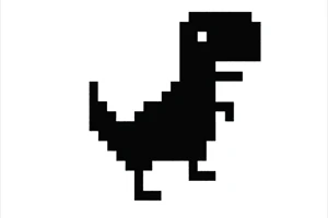 Μαύρο pixel art δεινόσαυρος σε λευκό φόντο