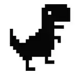 Μαύρο pixel art δεινόσαυρος σε λευκό φόντο