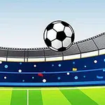 Μια ποδοσφαιρική μπάλα αιωρείται πάνω από ένα γήπεδο με κερκίδες γεμάτες και πολύχρωμα διακοσμητικά στοιχεία
