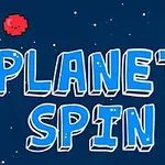 Δύο μικροί χρωματιστοί πλανήτες και η φράση PLANET SPIN σε σκουρόχρωμο φόντο με αστέρια