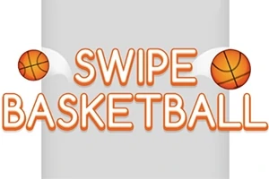 Το κείμενο Swipe Basketball σε λευκό φόντο με μπάλες μπάσκετ δεξιά και αριστερά